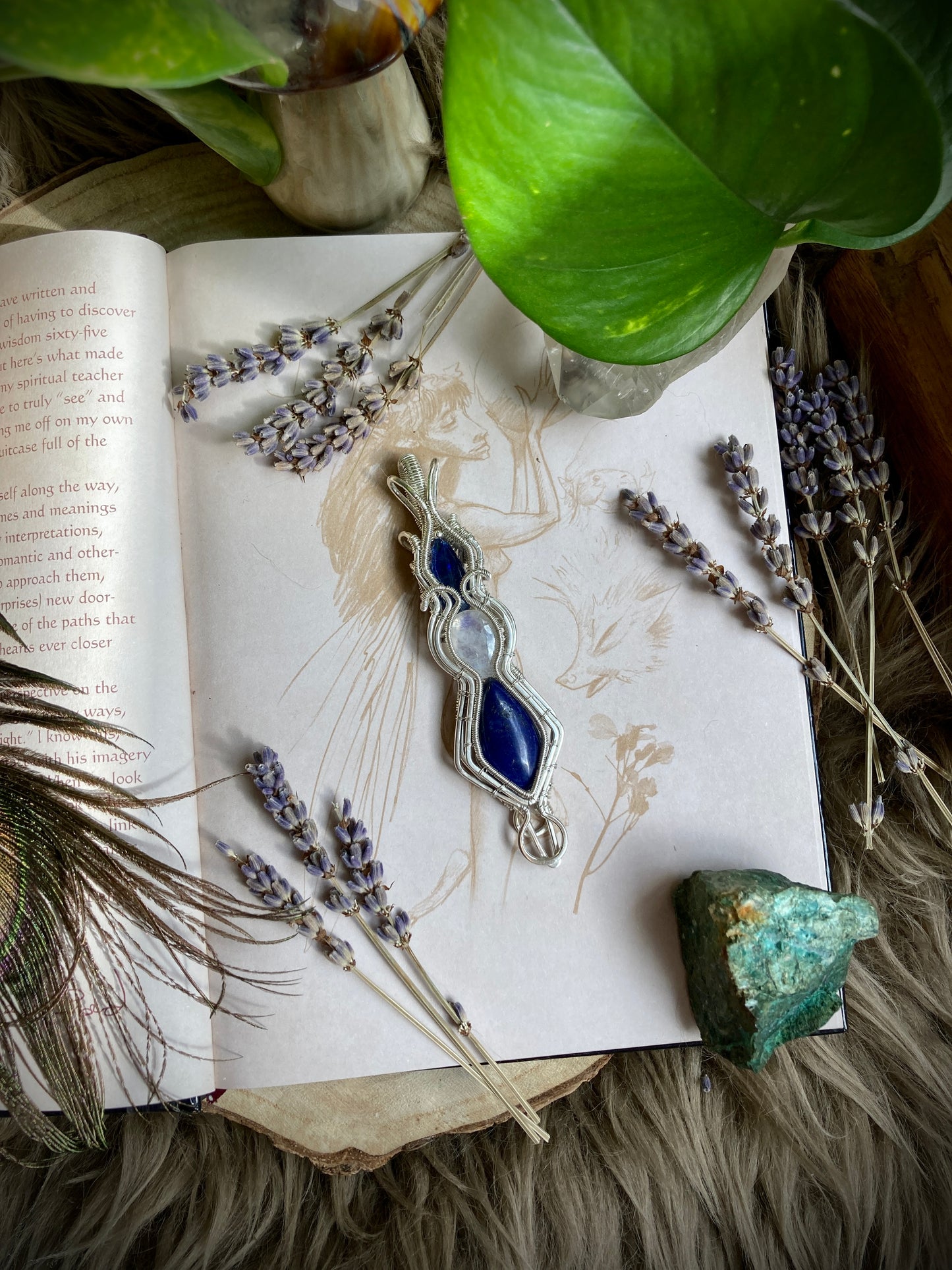 Sterling silver triple stone amulet