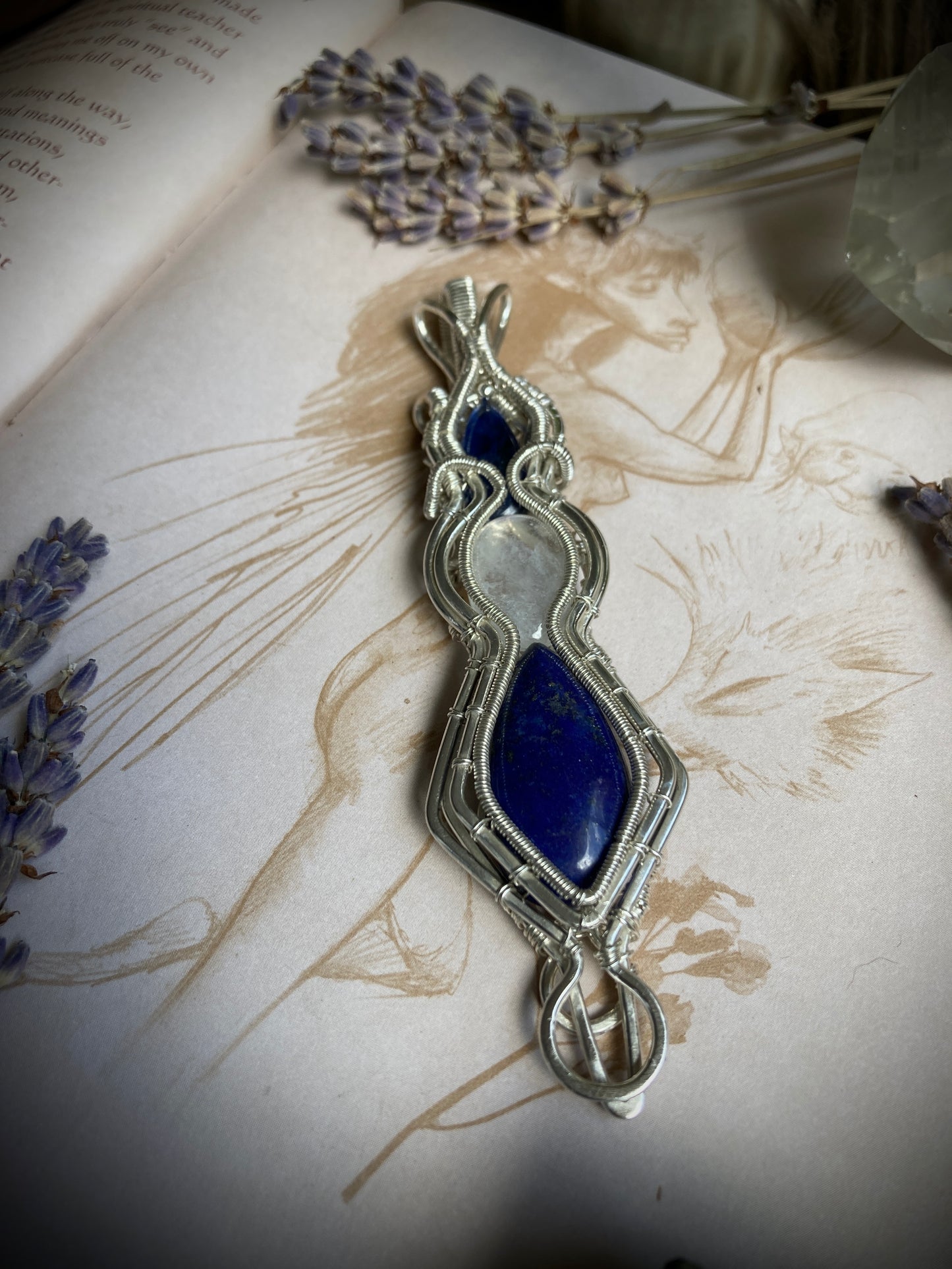 Sterling silver triple stone amulet