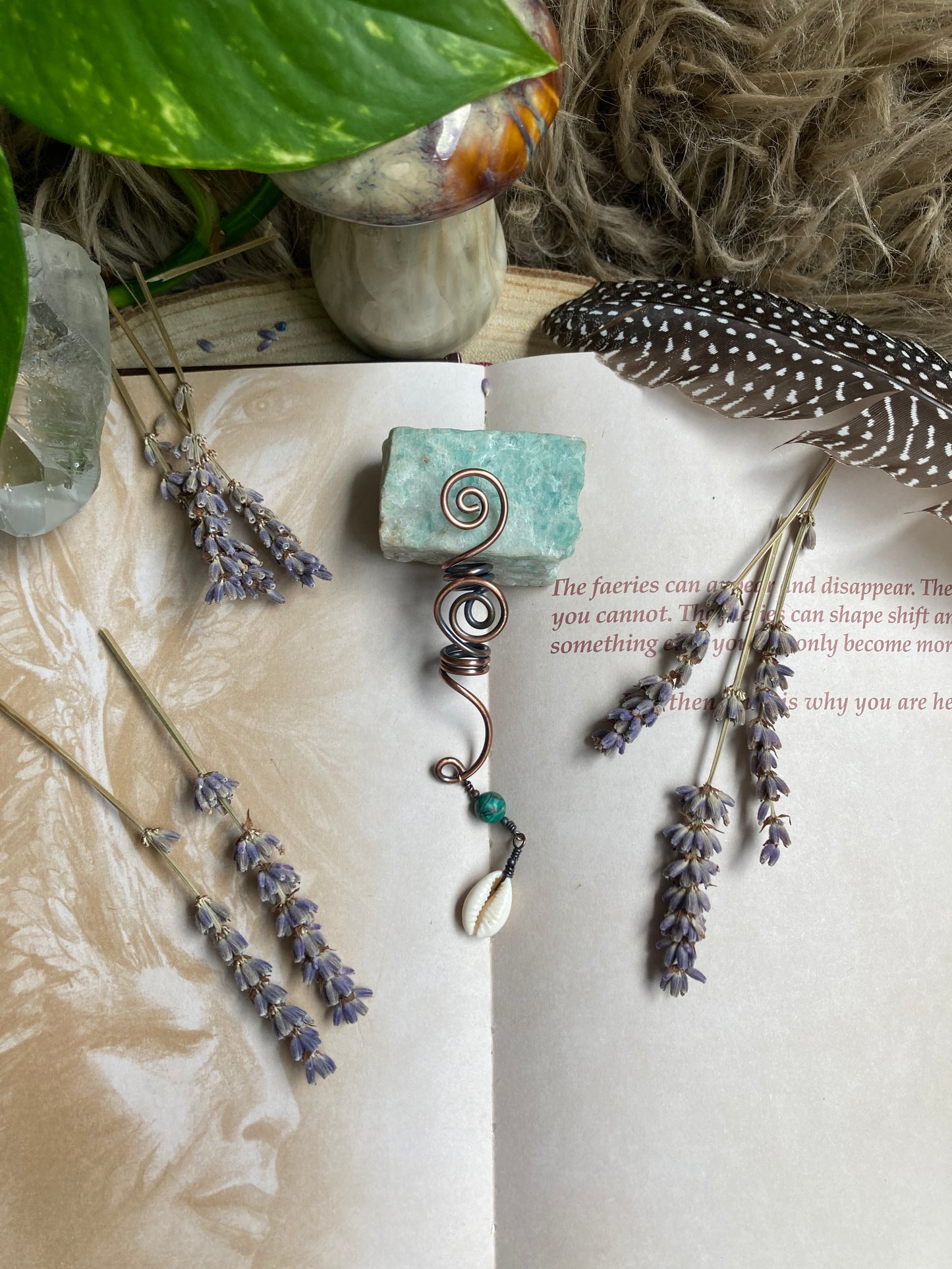 SMALL cowrie shell hair accessory- turquoise