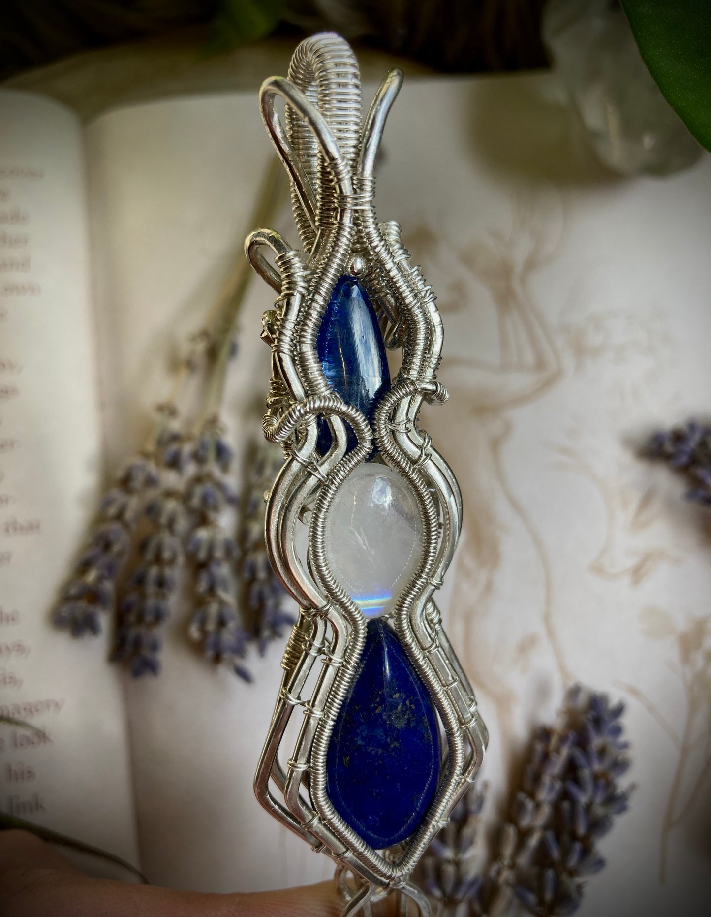 Sterling silver triple stone amulet