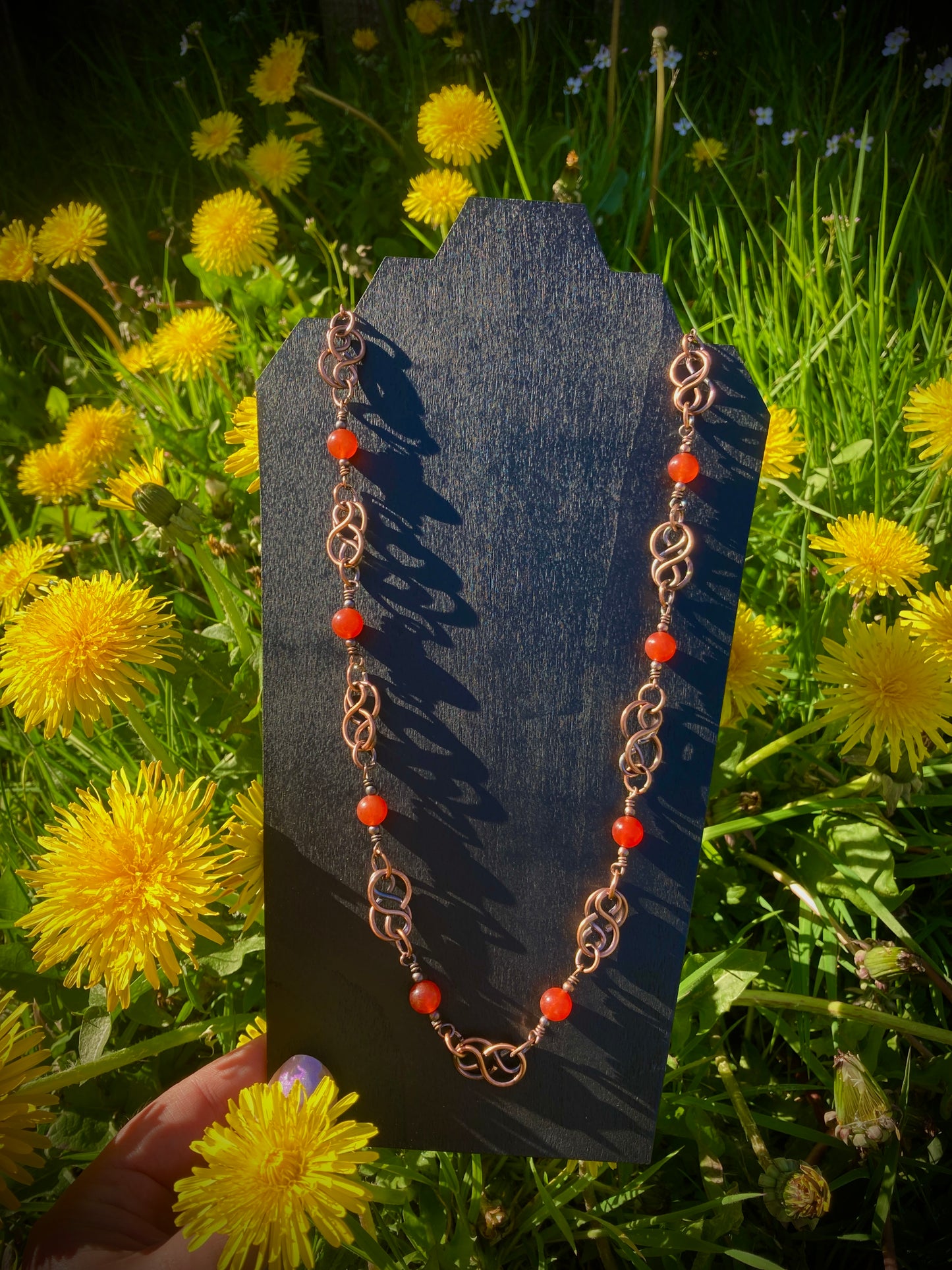 Infinity necklace - carnelian