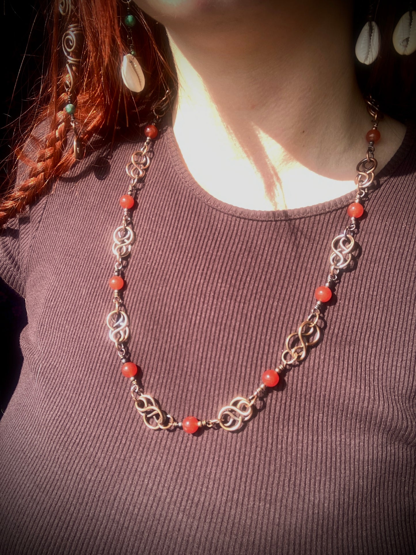 Infinity necklace - carnelian
