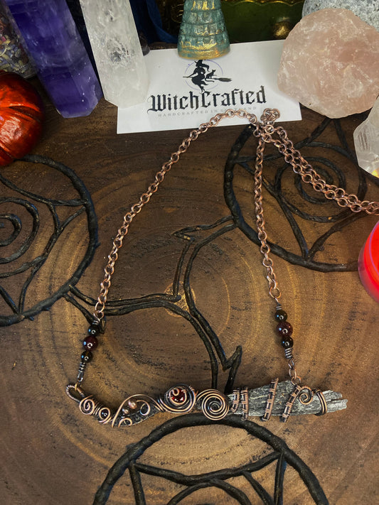 Garnet Witch Besom amulet